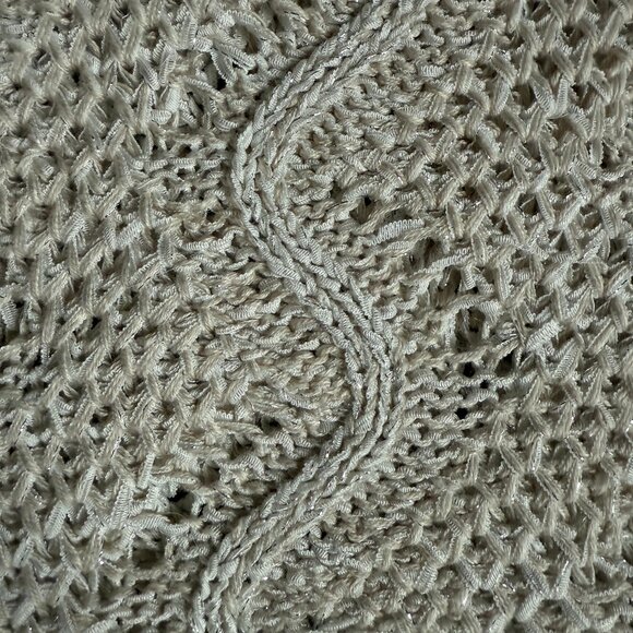 ELLE Crew Neck Elbow Sleeve Textured Knit Tunic Sweater, Sz M, Oatmeal/Gold - Picture 10 of 10